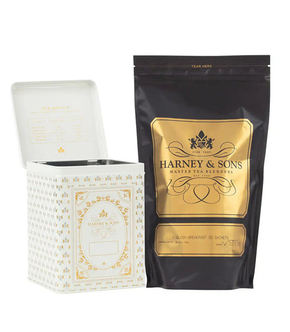 Harney & Sons Hinged Storage Canister – English Breakfast Sachet Bundle